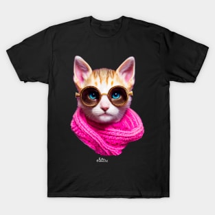 Cat with scarf and glasses T-Shirt